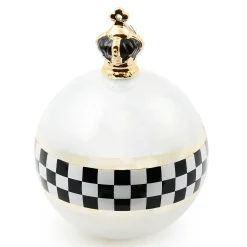 Holiday|MacKenzie-Childs Black  White Crown Jumbo Glass Ball Ornament