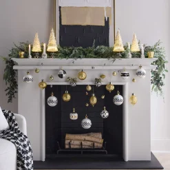 Holiday|MacKenzie-Childs Black  White Crown Jumbo Glass Ball Ornament