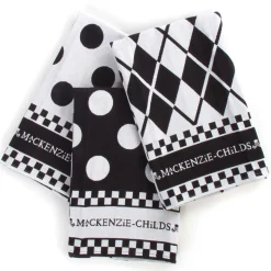Kitchen & Table Linens|MacKenzie-Childs Black  White Dot Dish Towels, Set of 3