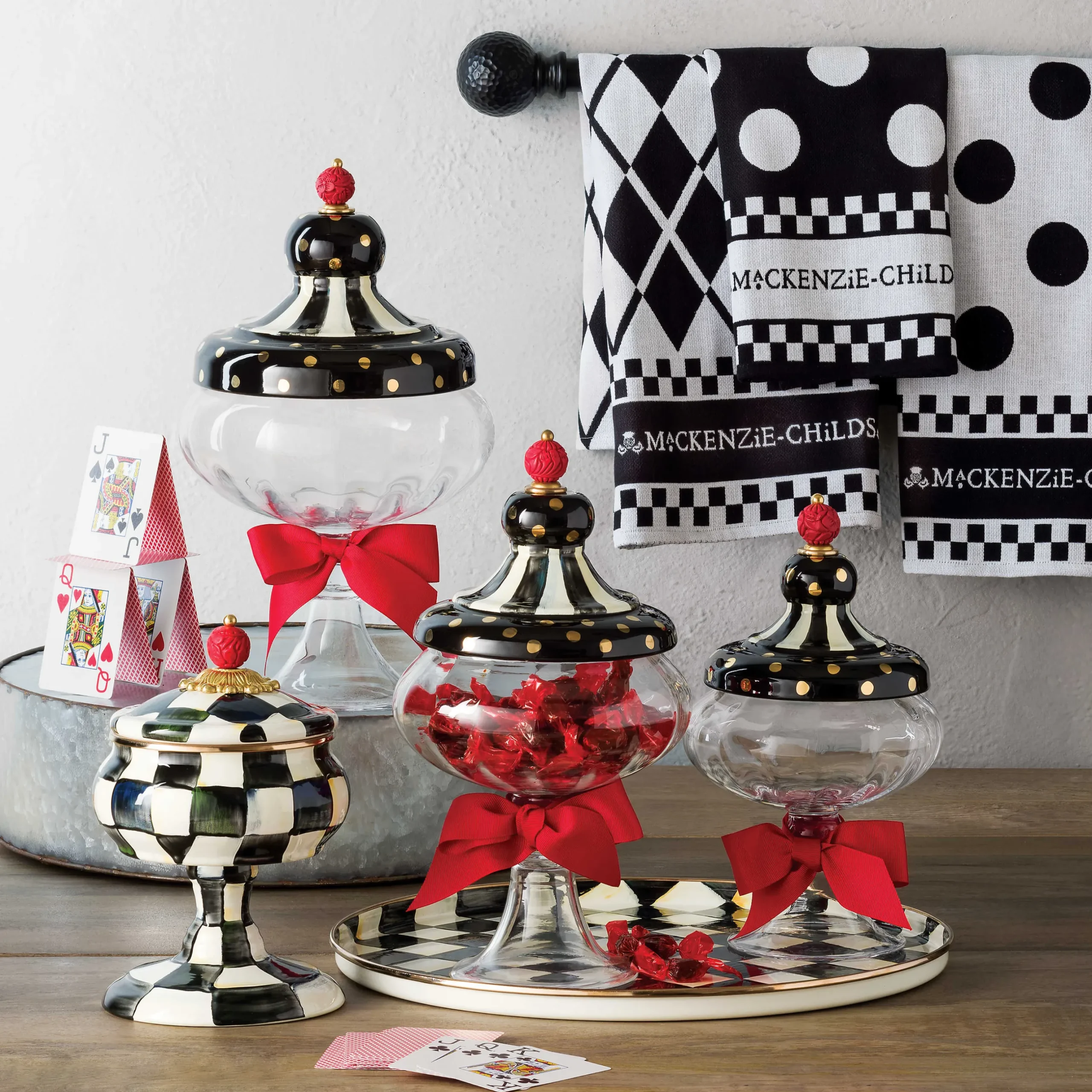 Kitchen & Table Linens|MacKenzie-Childs Black White Dot Dish Towels, Set of 3