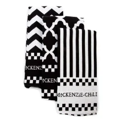 Kitchen & Table Linens|MacKenzie-Childs Black  White Zig Zag Dish Towels, Set of 3