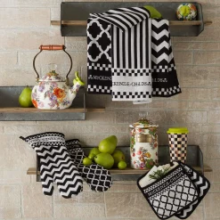 Kitchen & Table Linens|MacKenzie-Childs Black  White Zig Zag Dish Towels, Set of 3