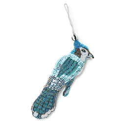 Holiday|MacKenzie-Childs Blue Jay Bird Beaded Ornament