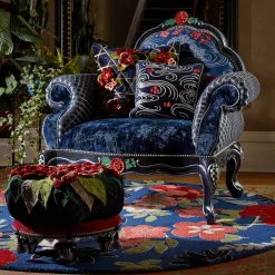 Living Room|MacKenzie-Childs Bluetopia Kitano Footstool