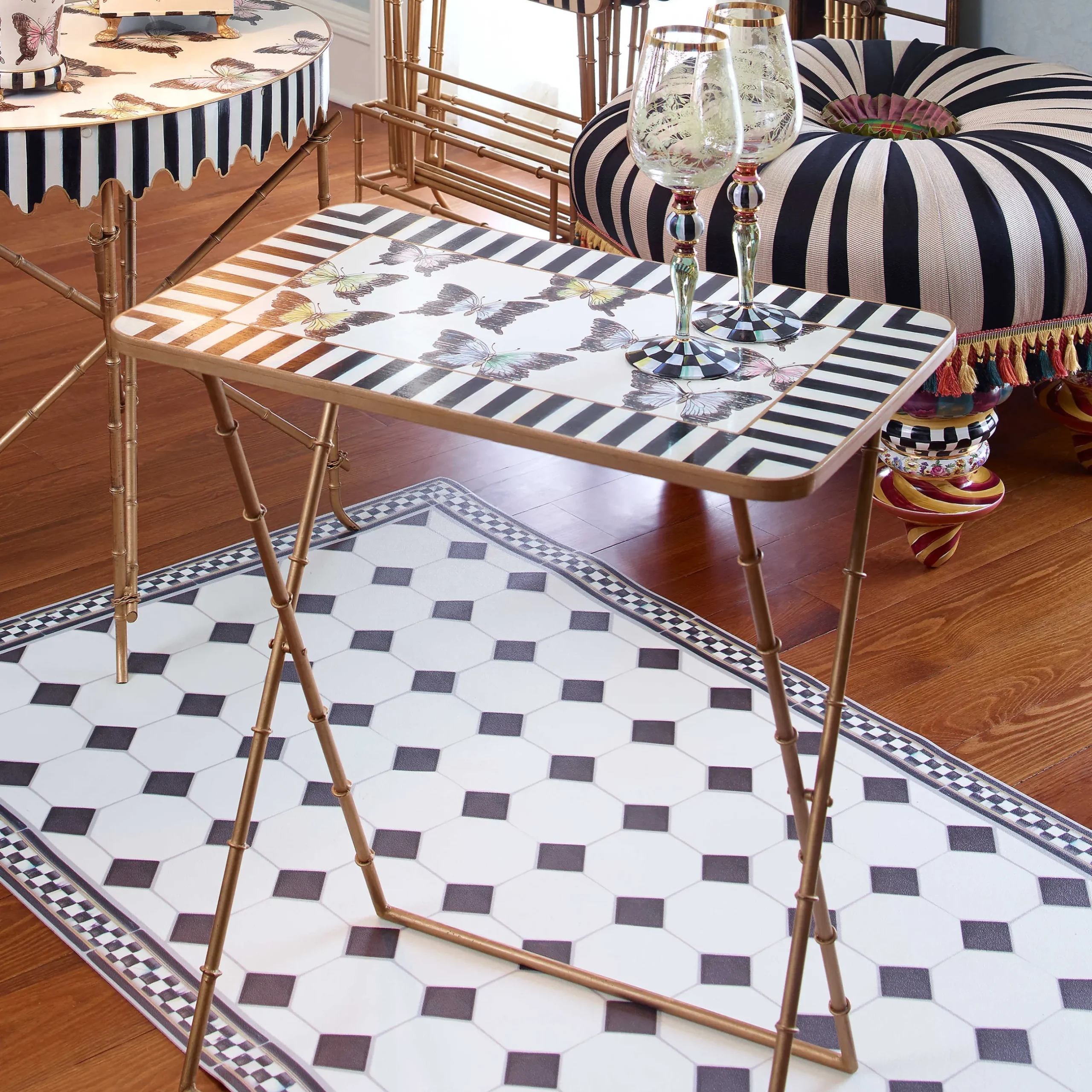 Living Room|Bar Entertaining|MacKenzie-Childs Butterfly Collection Cocktail Trays, Set of 4
