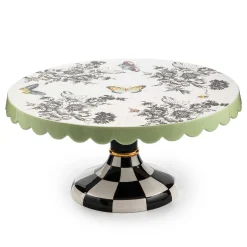 Serveware|MacKenzie-Childs Butterfly Toile Large Pedestal Platter