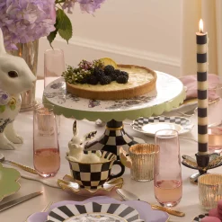 Serveware|MacKenzie-Childs Butterfly Toile Large Pedestal Platter