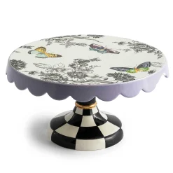 Spring|Serveware|MacKenzie-Childs Butterfly Toile Small Pedestal Platter