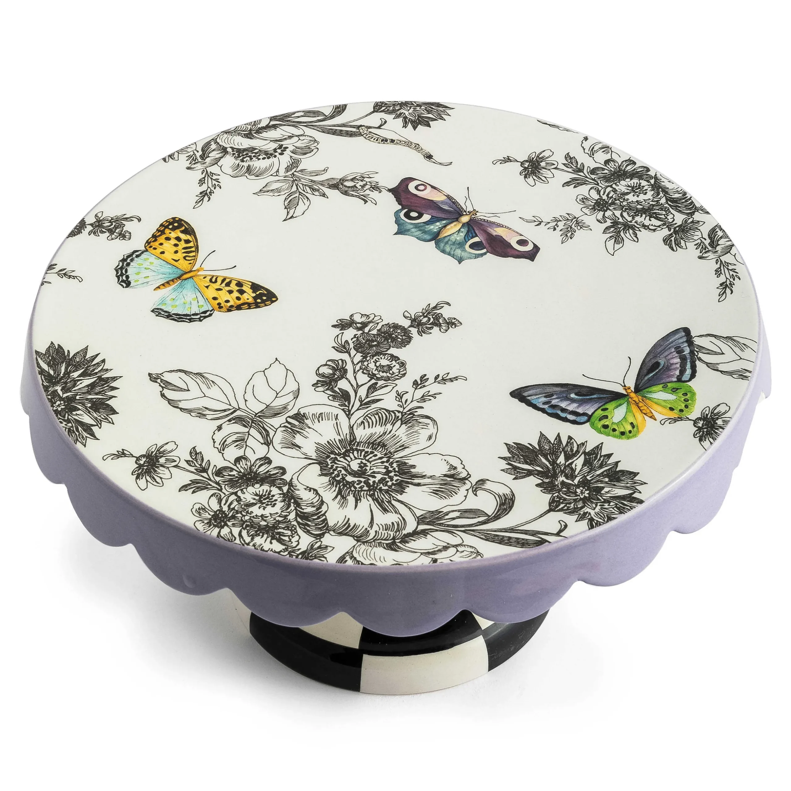 Spring|Serveware|MacKenzie-Childs Butterfly Toile Small Pedestal Platter