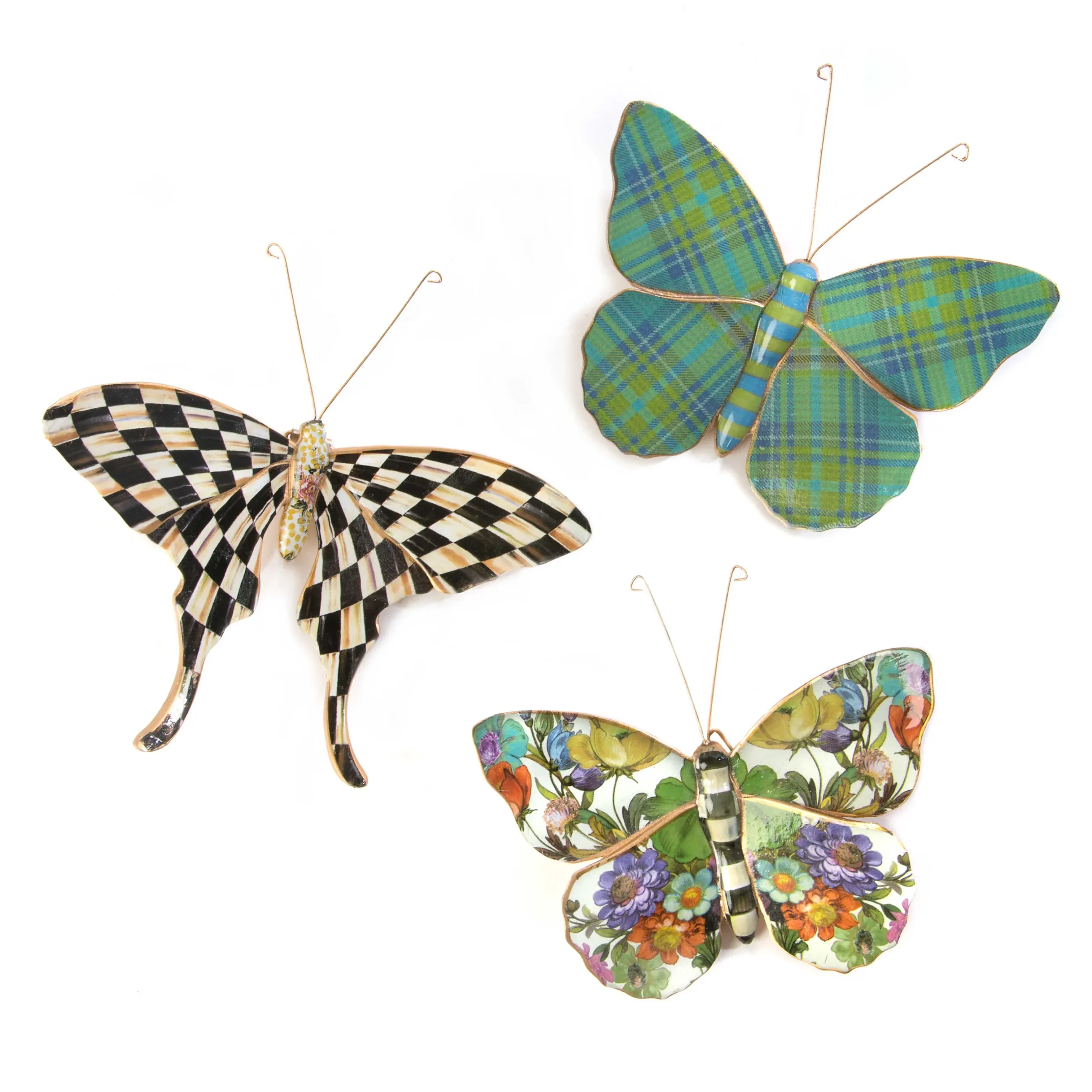 Room Accents|MacKenzie-Childs Butterfly Trio Wall Decor - Pond