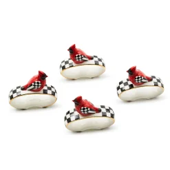 Holiday|Kitchen & Dining Sets|MacKenzie-Childs Cardinal Toile Napkin Rings, Set of 4