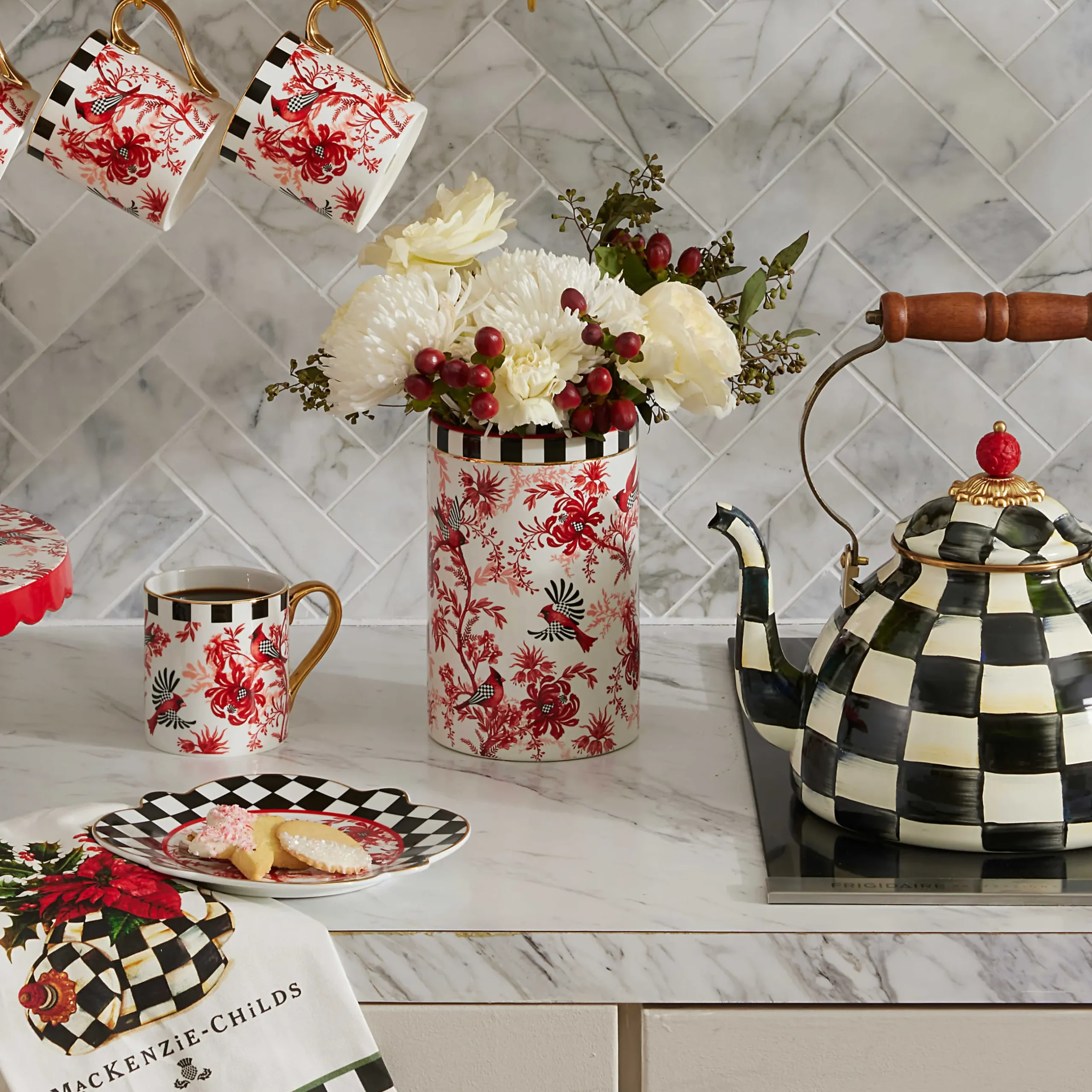 Room Accents|MacKenzie-Childs Cardinal Toile Short Vase