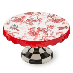 Serveware|MacKenzie-Childs Cardinal Toile Small Pedestal Platter