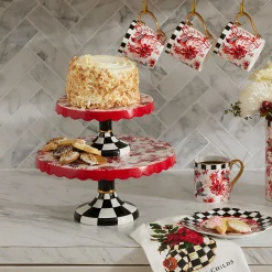 Serveware|MacKenzie-Childs Cardinal Toile Small Pedestal Platter