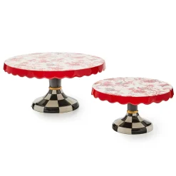 Serveware|MacKenzie-Childs Cardinal Toile Small Pedestal Platter
