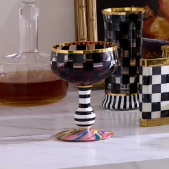 Fall Entertaining|Drinkware|MacKenzie-Childs Carnival Black Coupe Glass