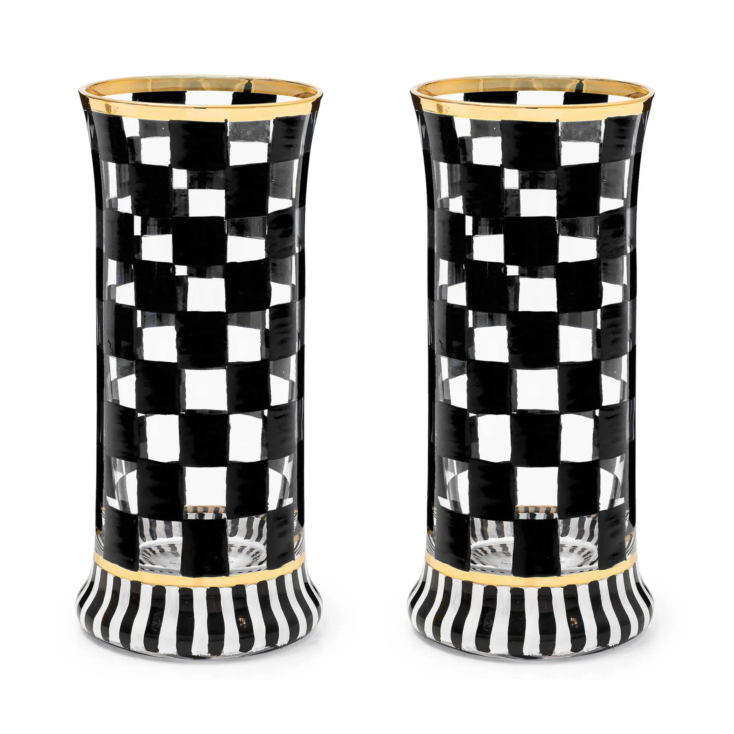 Fall Entertaining|Drinkware|MacKenzie-Childs Carnival Black Highball Glass, Set of 2