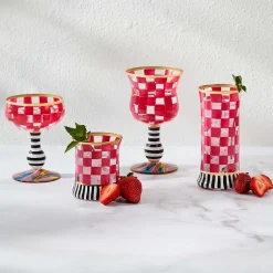 Spring|Drinkware|MacKenzie-Childs Carnival Fuchsia Coupe Glass
