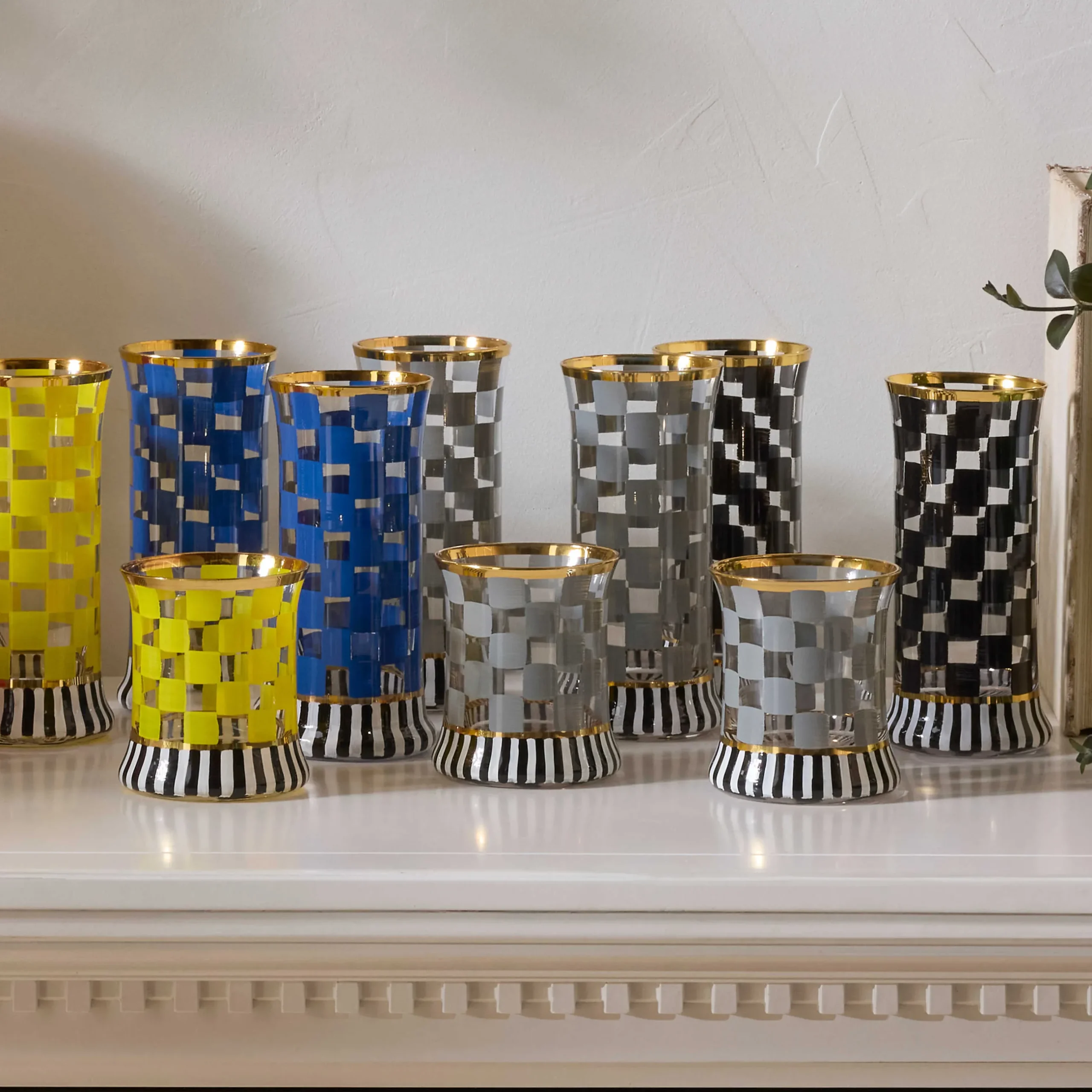 Holiday|Drinkware|MacKenzie-Childs Carnival Sterling Highball Glass, Set of 2