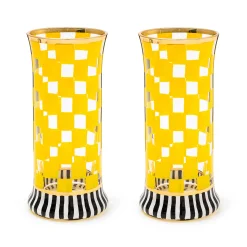 Easter|Spring|MacKenzie-Childs Carnival Yellow Highball Glass, Set of 2