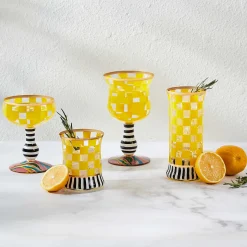 Easter|Spring|MacKenzie-Childs Carnival Yellow Highball Glass, Set of 2