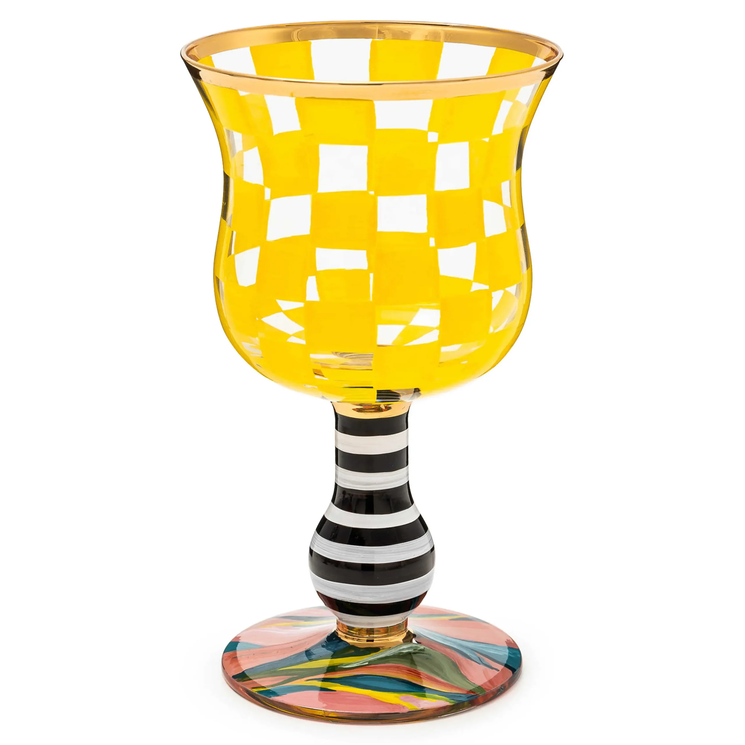 Easter|Spring|MacKenzie-Childs Carnival Yellow Wine Glass