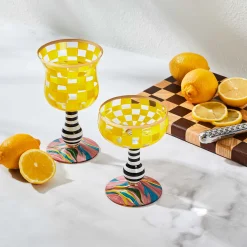 Easter|Spring|MacKenzie-Childs Carnival Yellow Wine Glass