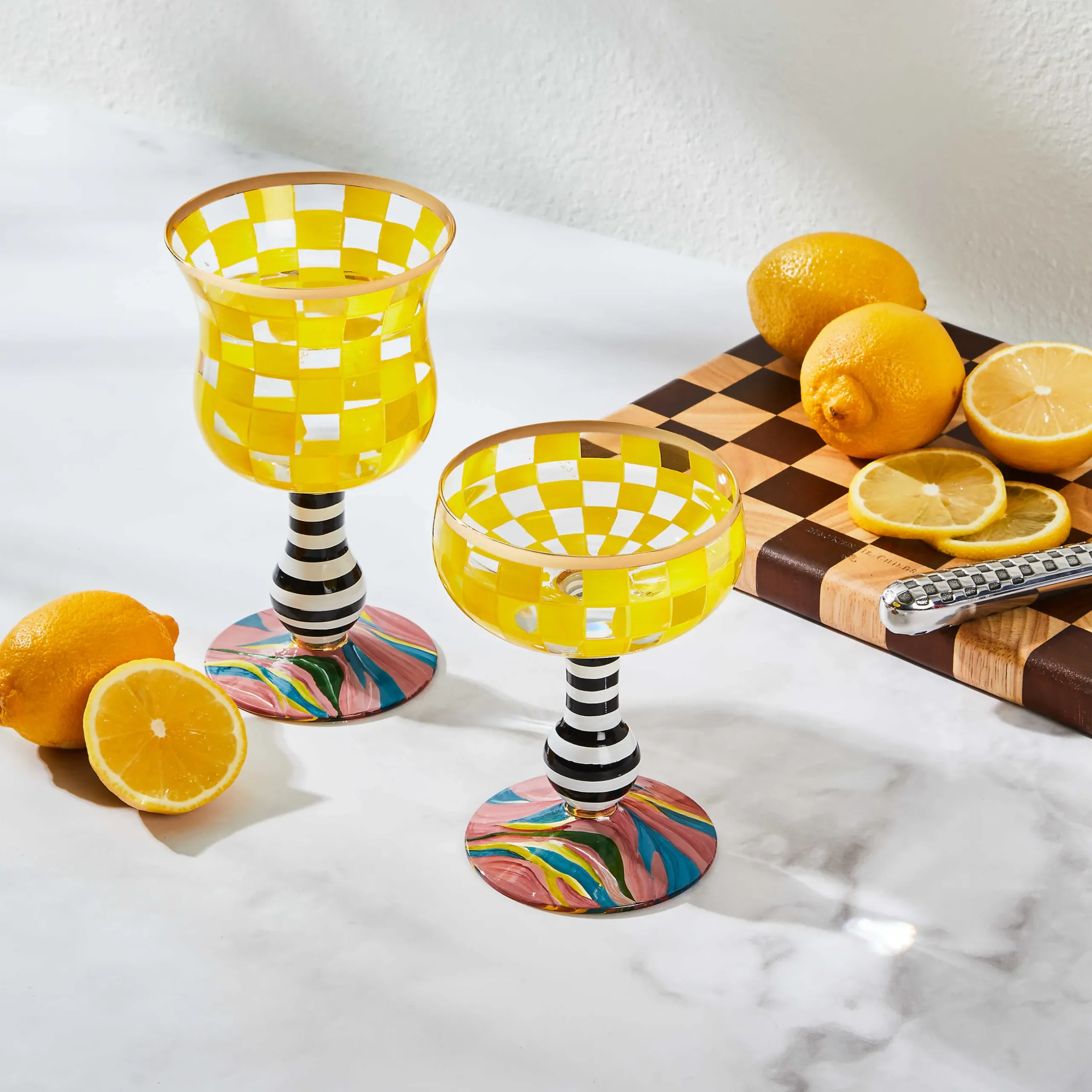 Easter|Spring|MacKenzie-Childs Carnival Yellow Wine Glass