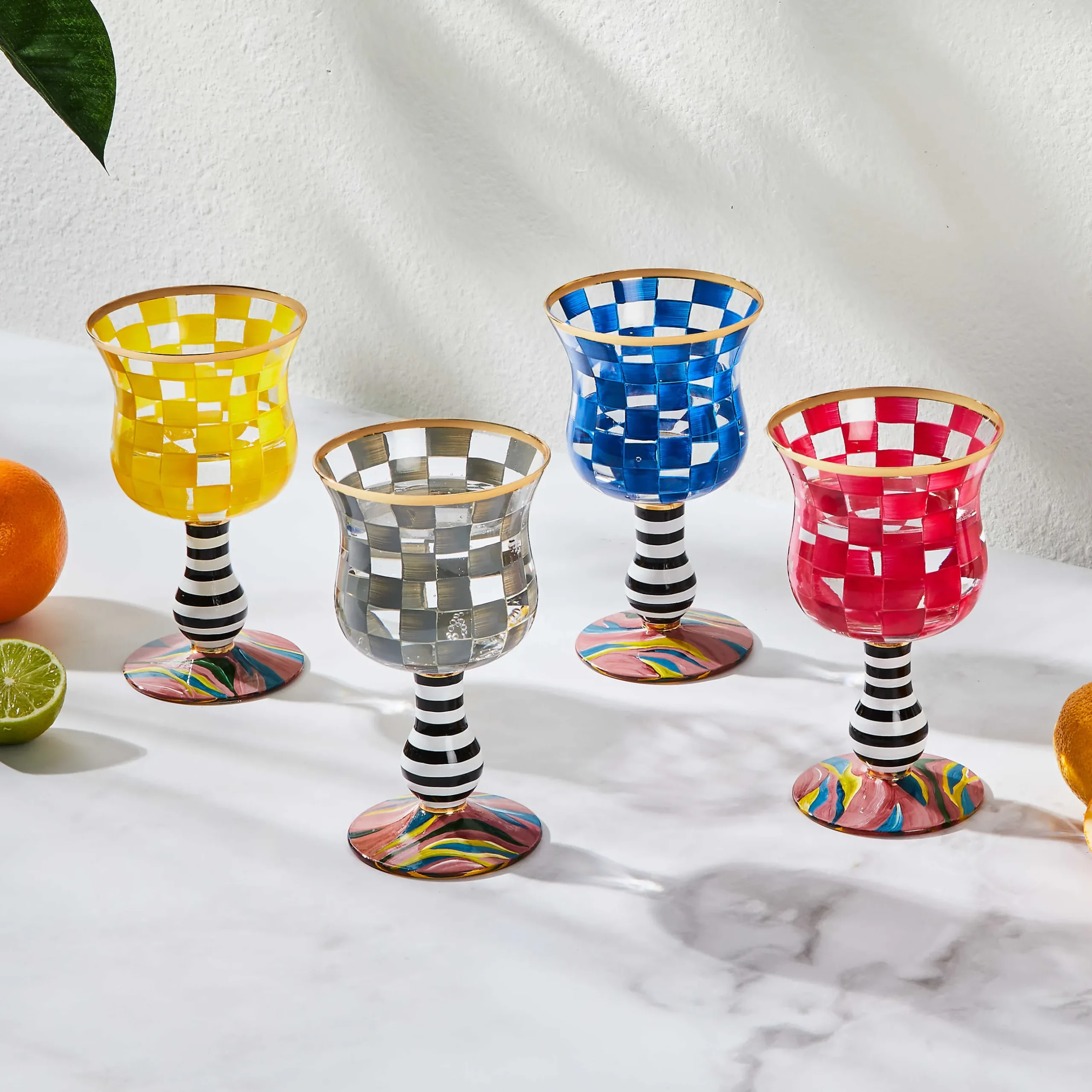 Easter|Spring|MacKenzie-Childs Carnival Yellow Wine Glass