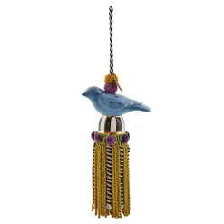 Room Accents|Finishing Touches|MacKenzie-Childs Cerulean Blue Ceramic Bird Tassel