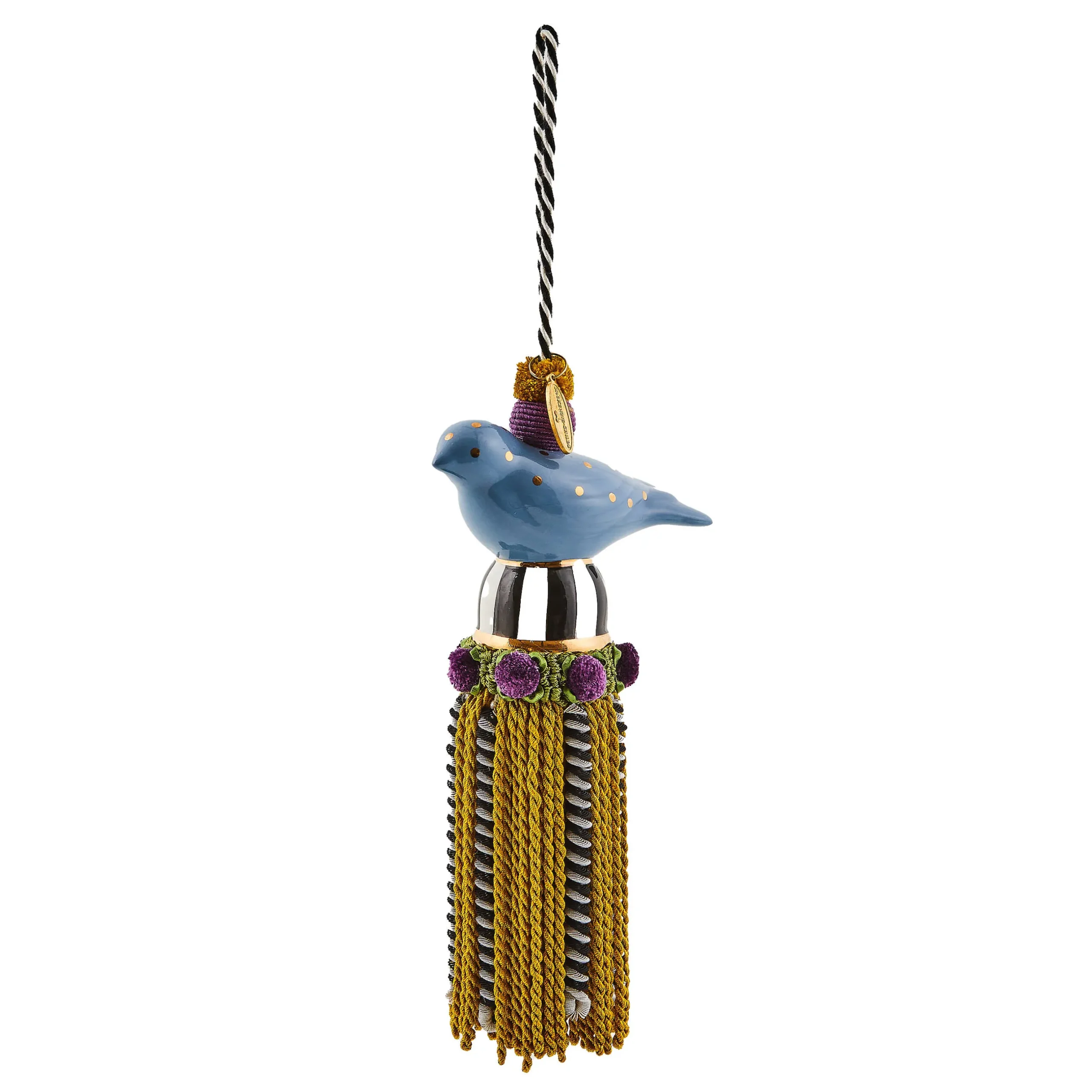 Room Accents|Finishing Touches|MacKenzie-Childs Cerulean Blue Ceramic Bird Tassel