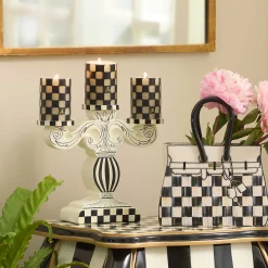 The Halloween Shop|Candles & Fragrances|MacKenzie-Childs Check 4 Black Pillar Candle