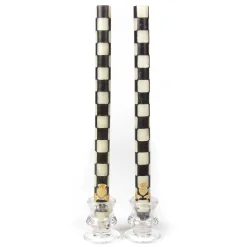 Candles & Fragrances|Table Accessories|MacKenzie-Childs Check Black  Ivory Dinner Candles, Set of 2