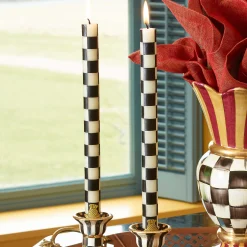 Candles & Fragrances|Table Accessories|MacKenzie-Childs Check Black  Ivory Dinner Candles, Set of 2