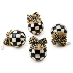 Holiday|MacKenzie-Childs Check Capiz Ball Ornaments, Set of 4