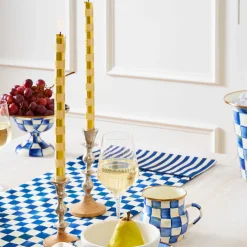 Candles & Fragrances|Table Accessories|MacKenzie-Childs Check Gold  Ivory Dinner Candles, Set of 2