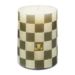 Candles & Fragrances|Room Accents|MacKenzie-Childs Check Grey 4 Pillar Candle