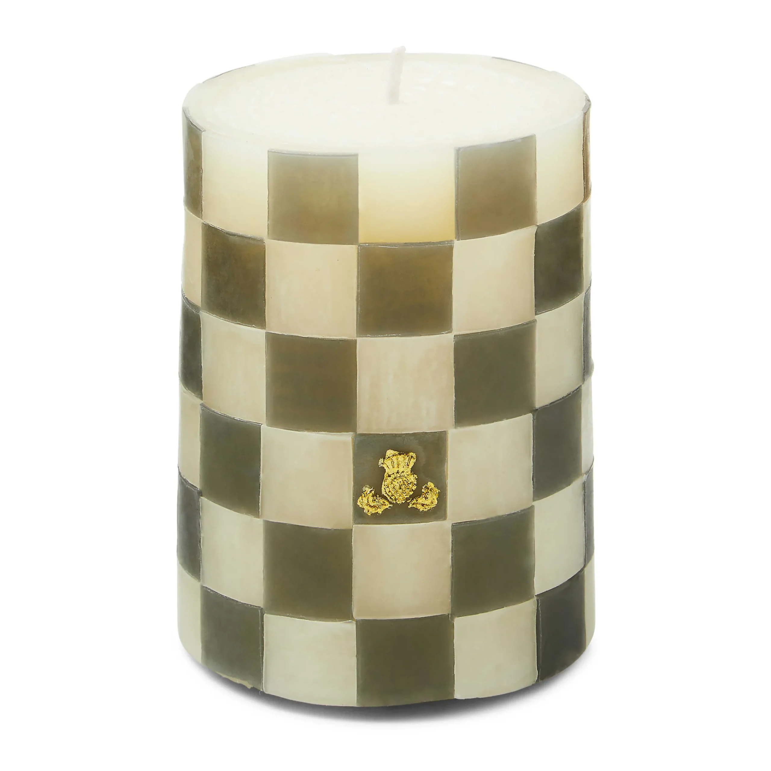 Candles & Fragrances|Room Accents|MacKenzie-Childs Check Grey 4 Pillar Candle