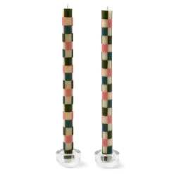 Candles & Fragrances|Table Accessories|MacKenzie-Childs Check Pastel Dinner Candles, Set of 2