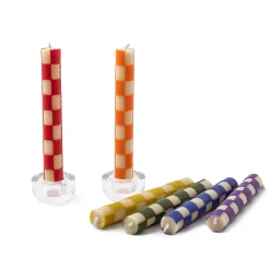 Candles & Fragrances|Table Accessories|MacKenzie-Childs Check Rainbow Mini Dinner Candles, Set of 6