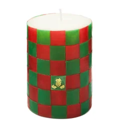 Candles & Fragrances|MacKenzie-Childs Check Red  Green 4 Pillar Candle
