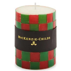 Candles & Fragrances|MacKenzie-Childs Check Red Green 4 Pillar Candle