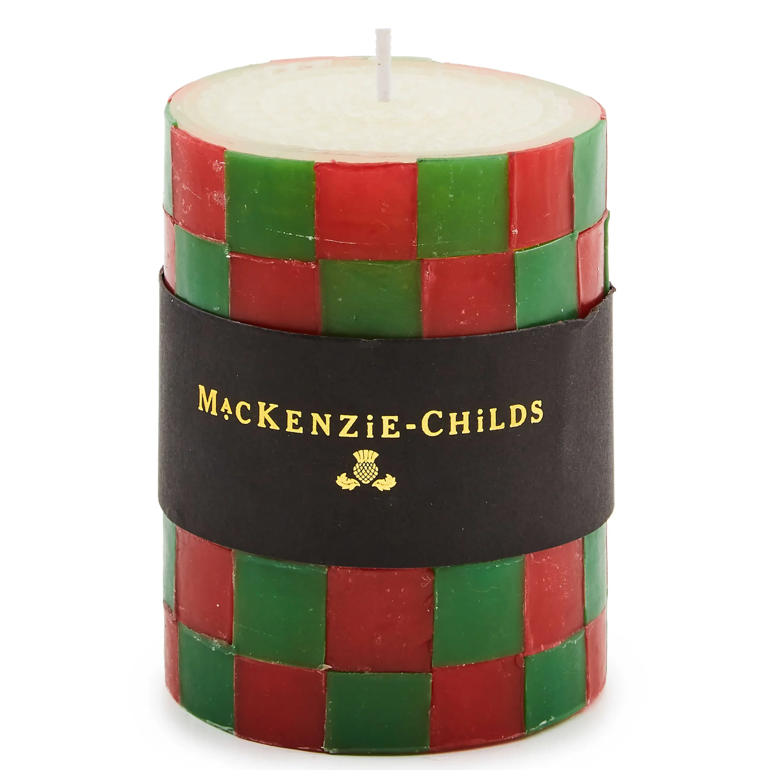 Candles & Fragrances|MacKenzie-Childs Check Red Green 4 Pillar Candle