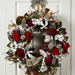 Holiday|Greenery & Florals|MacKenzie-Childs Checkmate Christmas Wreath