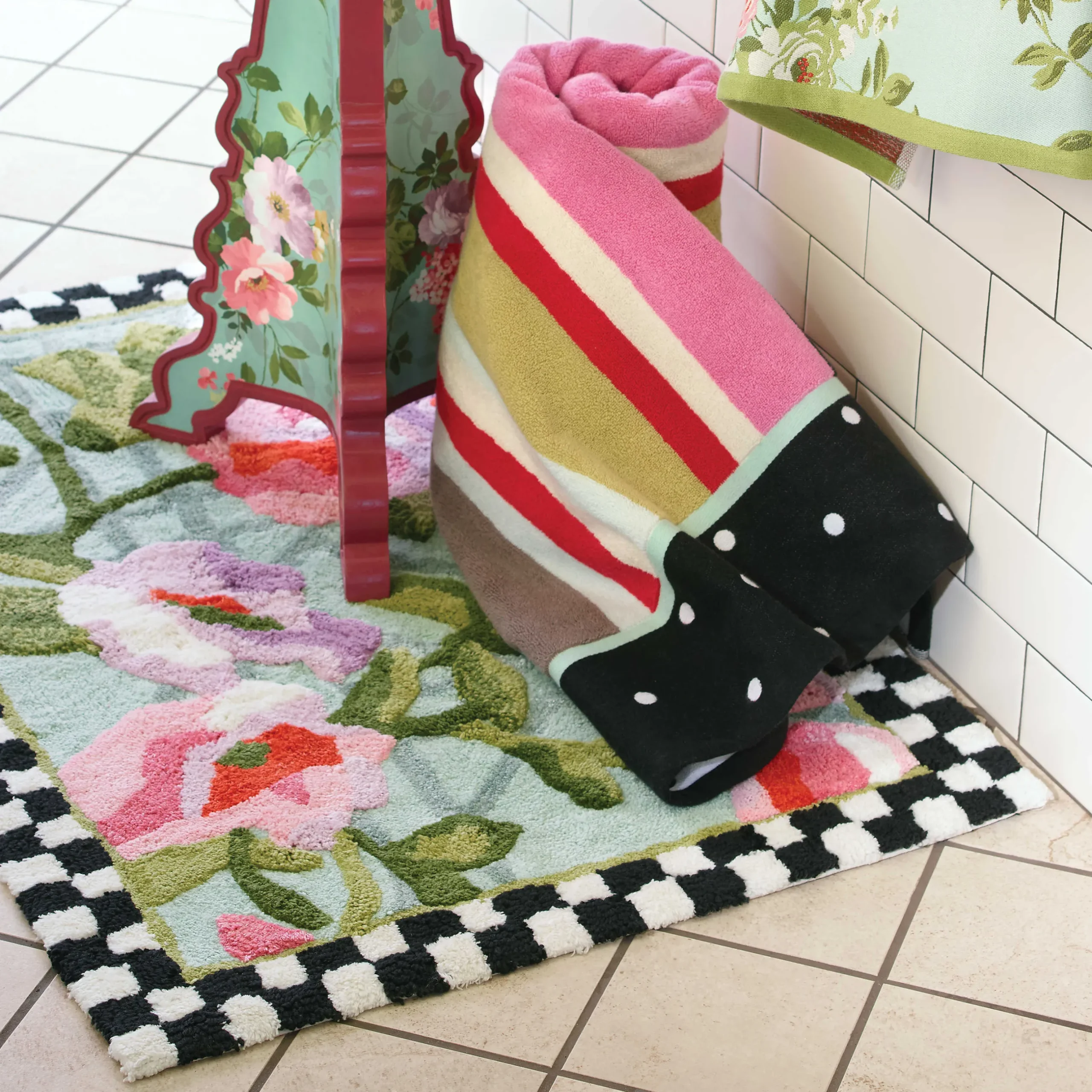 Bath & Bath Accessories|MacKenzie-Childs Chelsea Garden Bath Rug