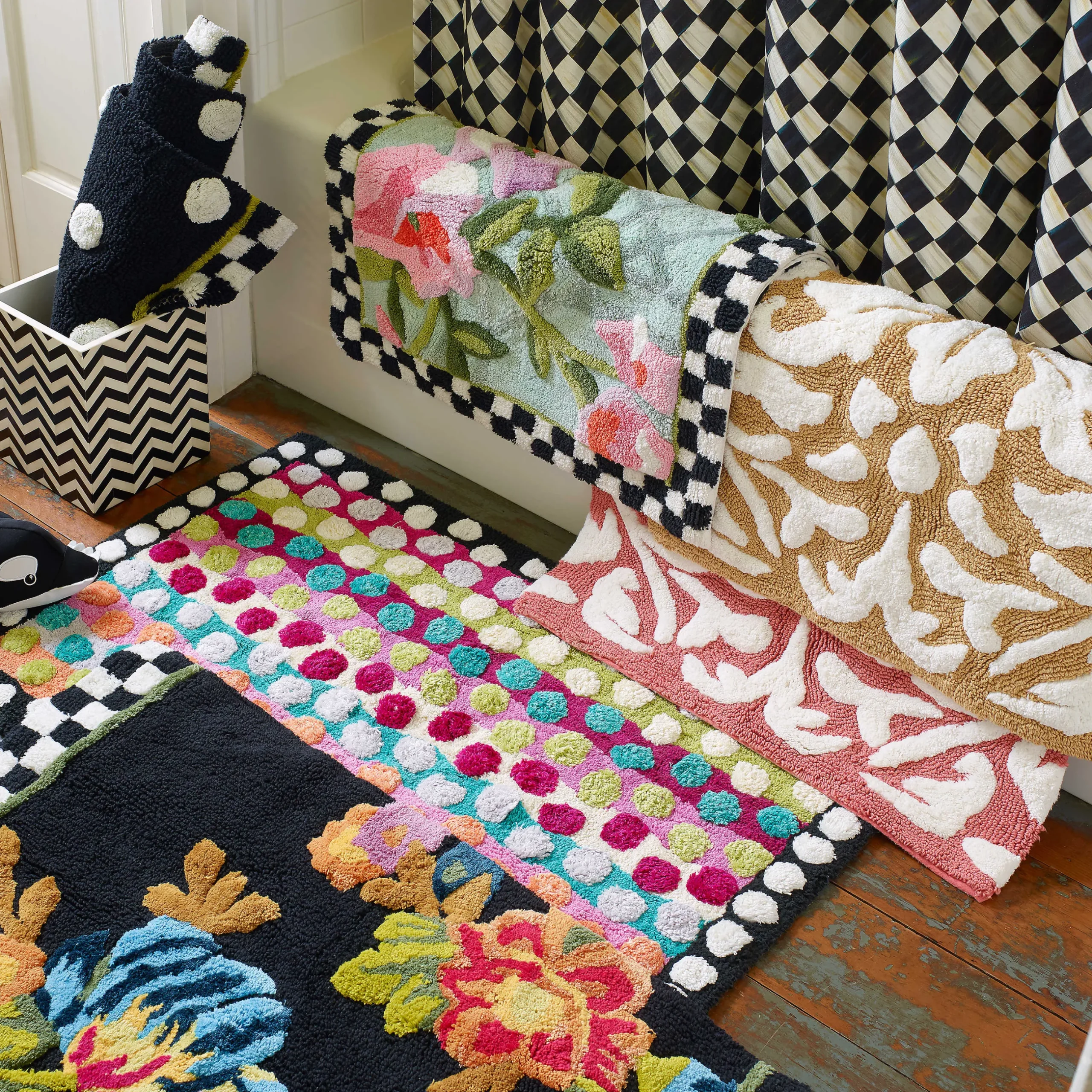 Bath & Bath Accessories|MacKenzie-Childs Chelsea Garden Bath Rug