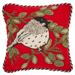 Pillows, Throws, & Cushions|MacKenzie-Childs Chickadee Beaded Throw Pillow