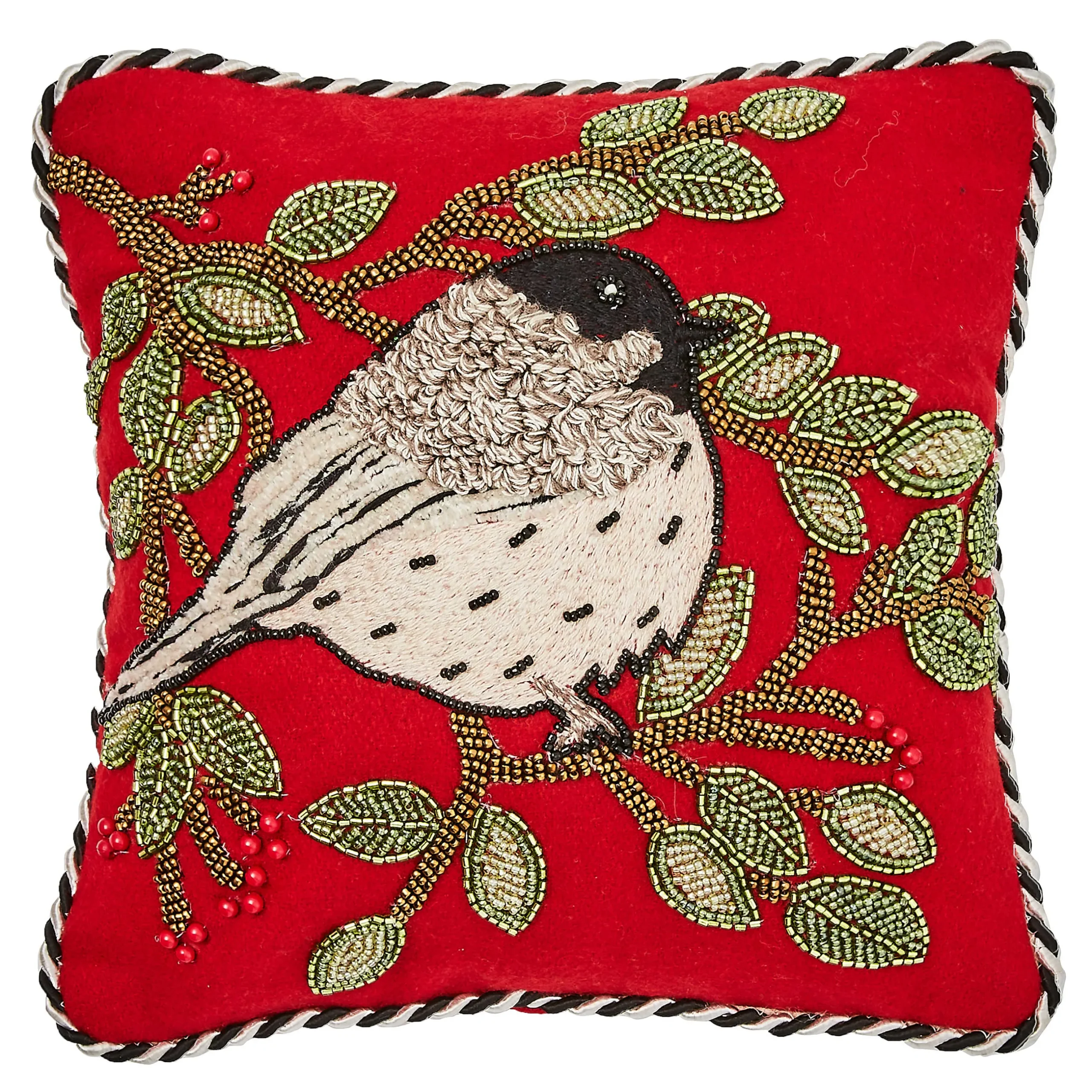 Pillows, Throws, & Cushions|MacKenzie-Childs Chickadee Beaded Throw Pillow