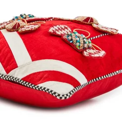 Pillows, Throws, & Cushions|MacKenzie-Childs Christmas Candy Red Beaded Throw Pillow