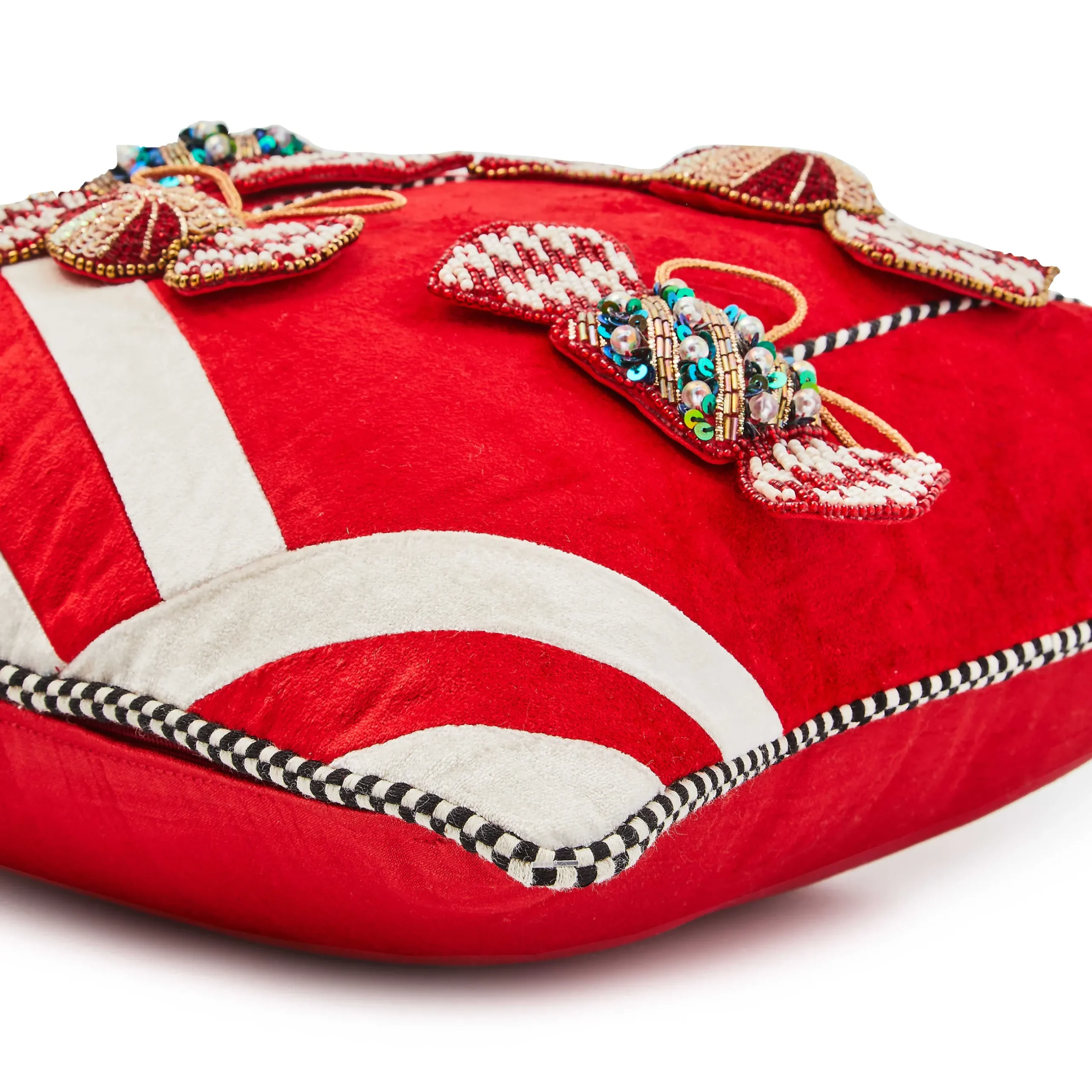 Pillows, Throws, & Cushions|MacKenzie-Childs Christmas Candy Red Beaded Throw Pillow